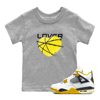 AJ4 Vivid Sulfur shirt to match jordans Heart Lover sneaker tees Air Jordan 4 Vivid Sulfur SNRT sneaker release tees baby toddler Heather Grey 1 cotton Shirt