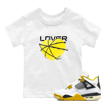 AJ4 Vivid Sulfur shirt to match jordans Heart Lover sneaker tees Air Jordan 4 Vivid Sulfur SNRT sneaker release tees baby toddler White 1 cotton Shirt