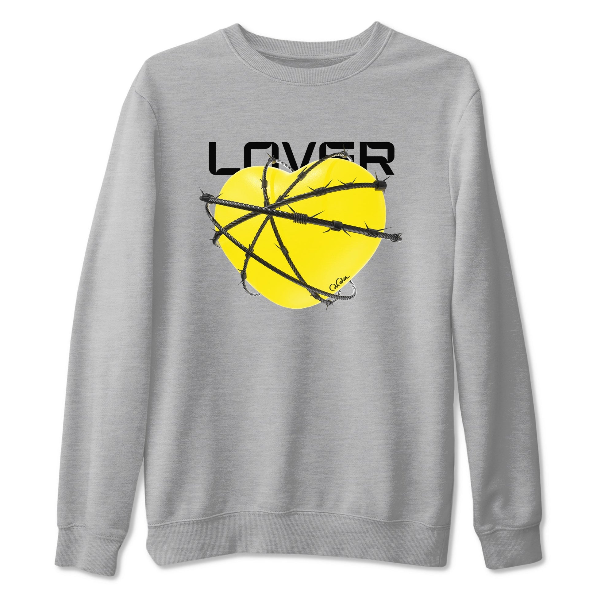AJ4 Vivid Sulfur shirt to match jordans Heart Lover sneaker tees Air Jordan 4 Vivid Sulfur SNRT Sneaker Release Tees unisex cotton Heather Grey 2 crew neck shirt
