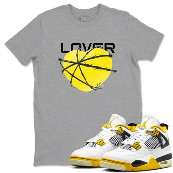 AJ4 Vivid Sulfur shirt to match jordans Heart Lover sneaker tees Air Jordan 4 Vivid Sulfur SNRT Sneaker Release Tees unisex cotton Heather Grey 1 crew neck shirt