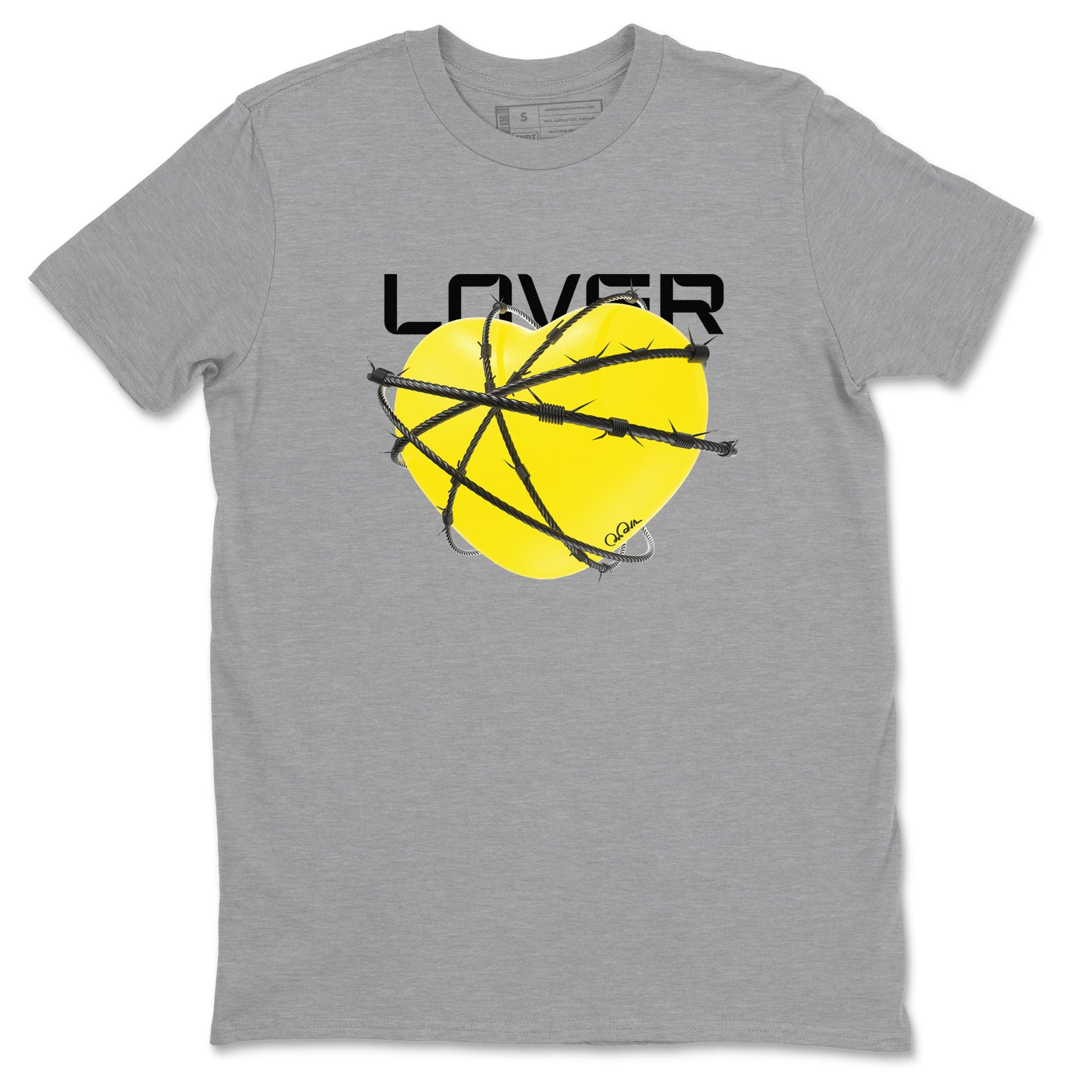 AJ4 Vivid Sulfur shirt to match jordans Heart Lover sneaker tees Air Jordan 4 Vivid Sulfur SNRT Sneaker Release Tees unisex cotton Heather Grey 2 crew neck shirt
