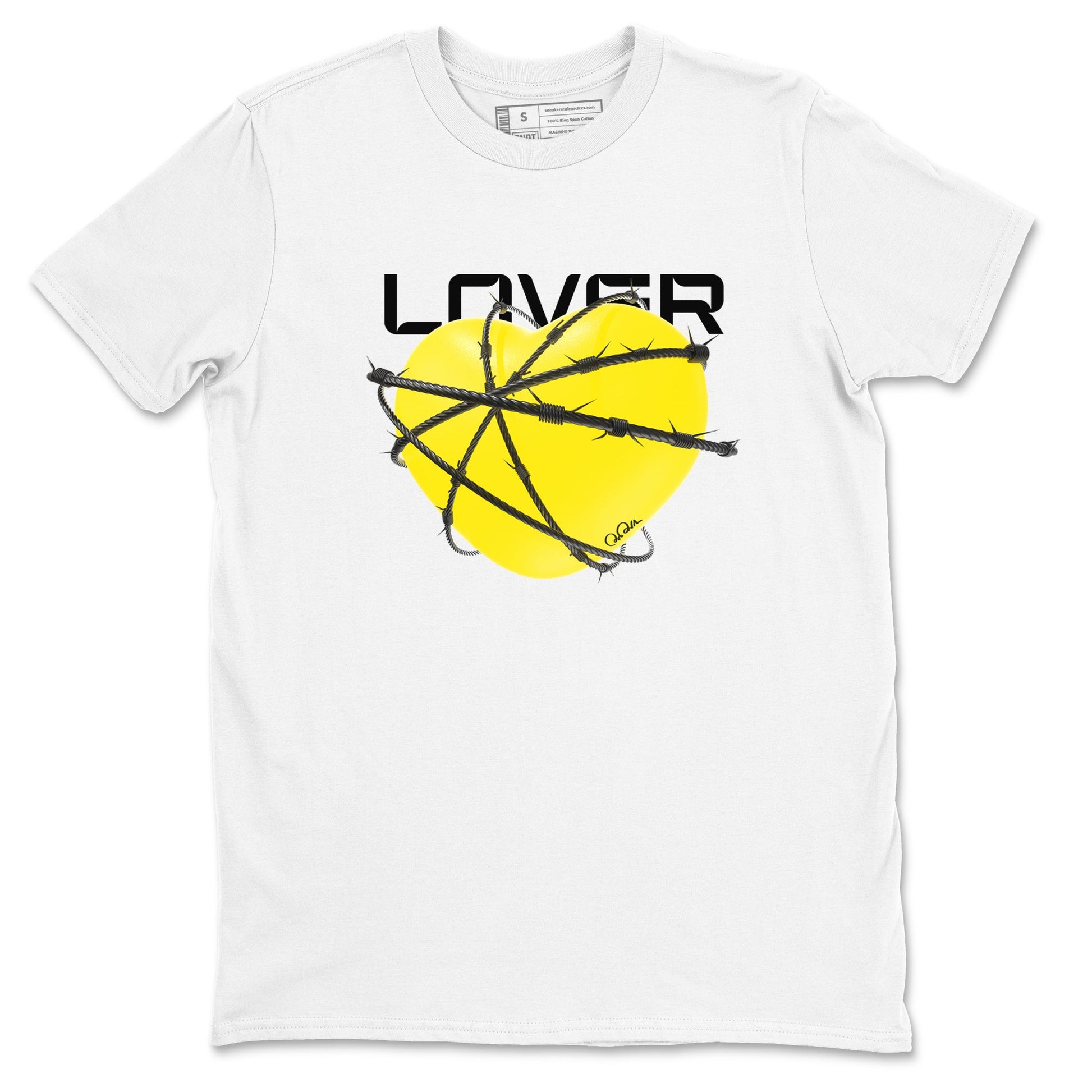 AJ4 Vivid Sulfur shirt to match jordans Heart Lover sneaker tees Air Jordan 4 Vivid Sulfur SNRT Sneaker Release Tees unisex cotton White 2 crew neck shirt