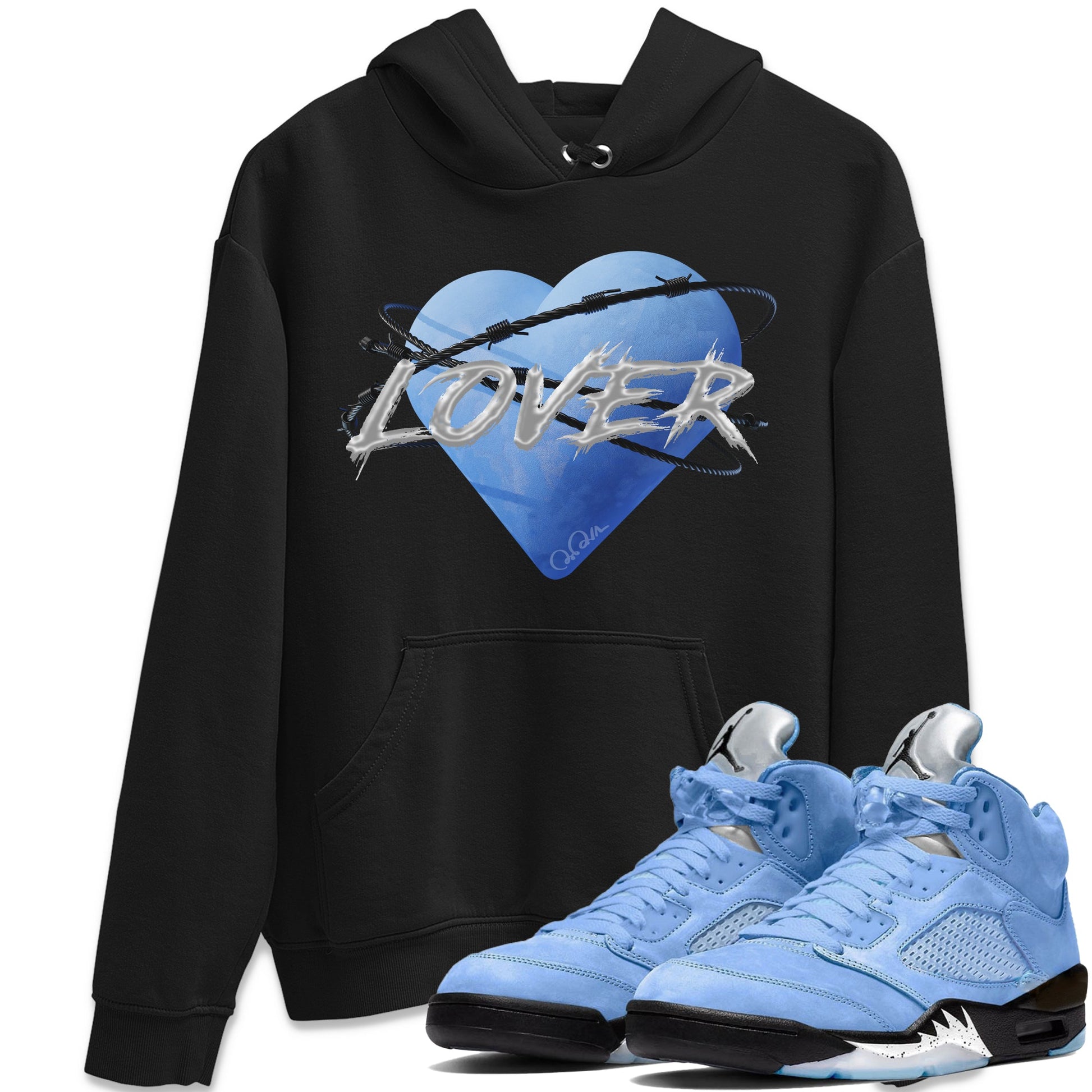 Jordan 5 UNC Jordan Shirts Heart Lover Sneaker Tees AJ5 UNC SNRT Sneaker Tees Unisex Shirts Black 1