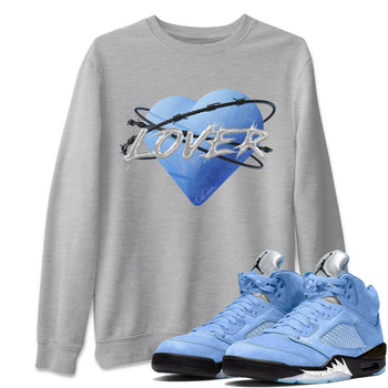 Jordan 5 UNC Jordan Shirts Heart Lover Sneaker Tees AJ5 UNC SNRT Sneaker Tees Unisex Shirts Heather Grey 1