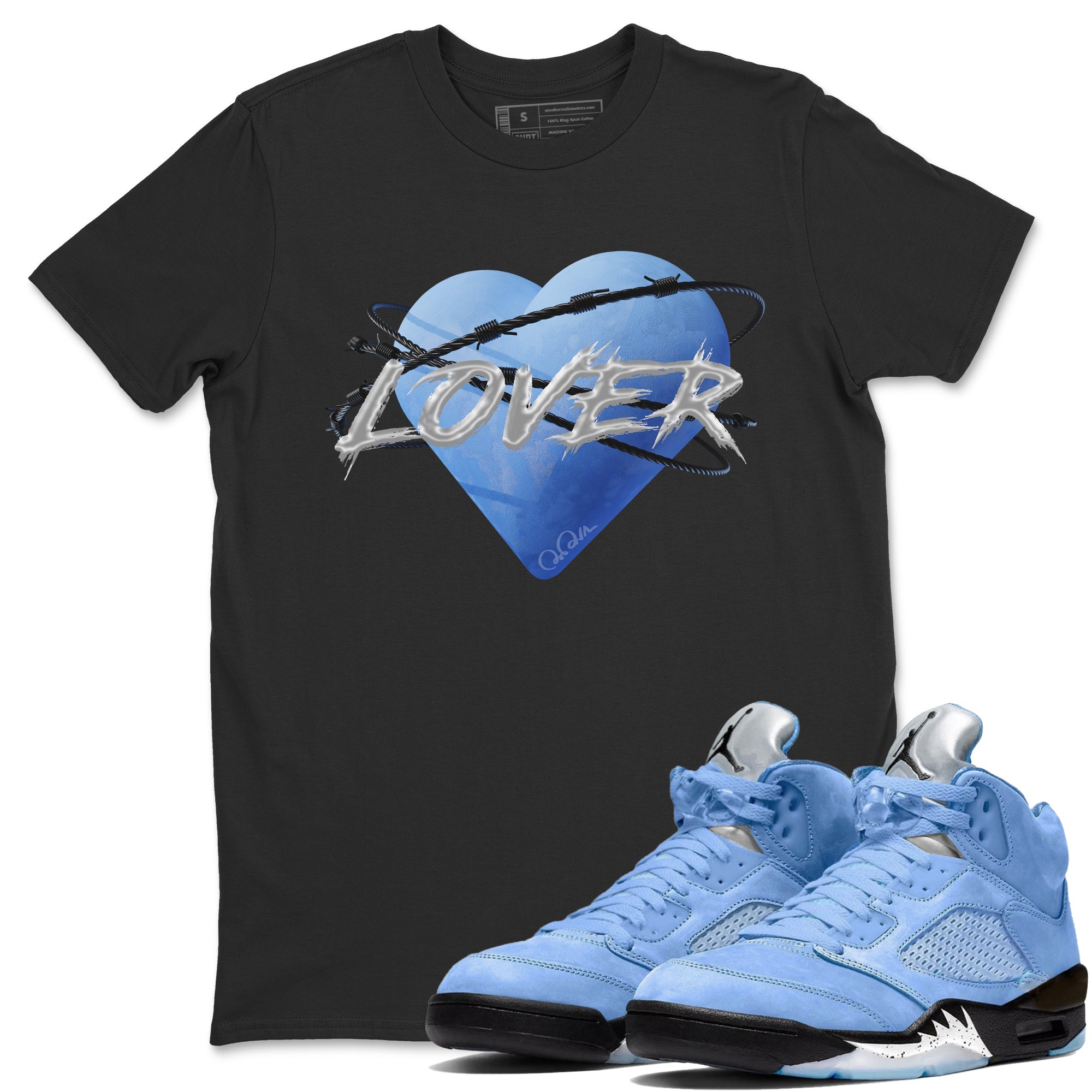 Jordan 5 UNC Jordan Shirts Heart Lover Sneaker Tees AJ5 UNC SNRT Sneaker Tees Unisex Shirts Black 1