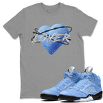 Air Jordan 5 UNC Heart Lover Crew Neck Sneaker Tees Air Jordan 5 UNC Sneaker T-Shirts Size Chart