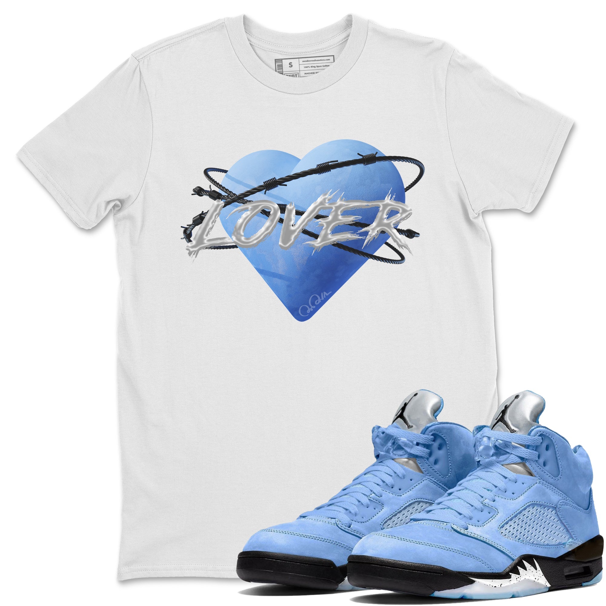 Jordan 5 UNC Jordan Shirts Heart Lover Sneaker Tees AJ5 UNC SNRT Sneaker Tees Unisex Shirts White 1