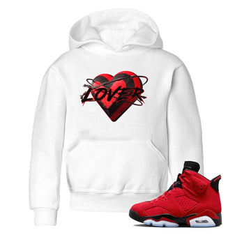 Air Jordan 6 Toro Bravo Sneaker Match Tees Heart Lover Sneaker Tees 3D Graphic Design Shirts AJ6 Toro Bravo Sneaker Release Tees Kids Shirts White 1