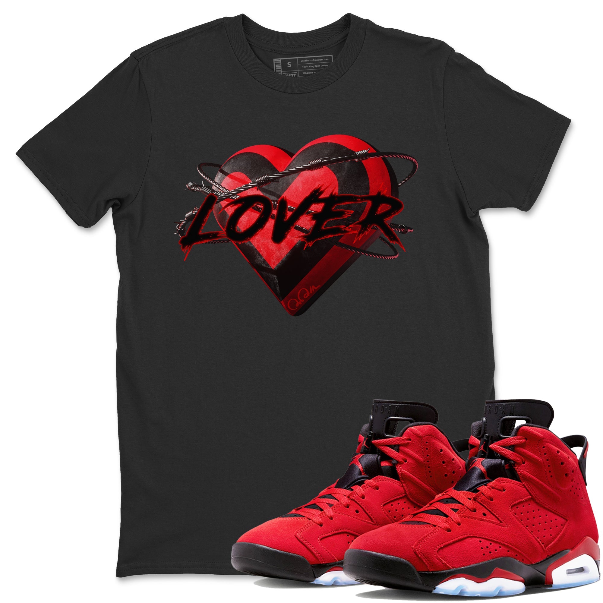 Air Jordan 6 Toro Bravo Sneaker Match Tees Heart Lover Sneaker Tees 3D Graphic Design Shirts AJ6 Toro Bravo Sneaker Release Tees Unisex Shirts Black 1
