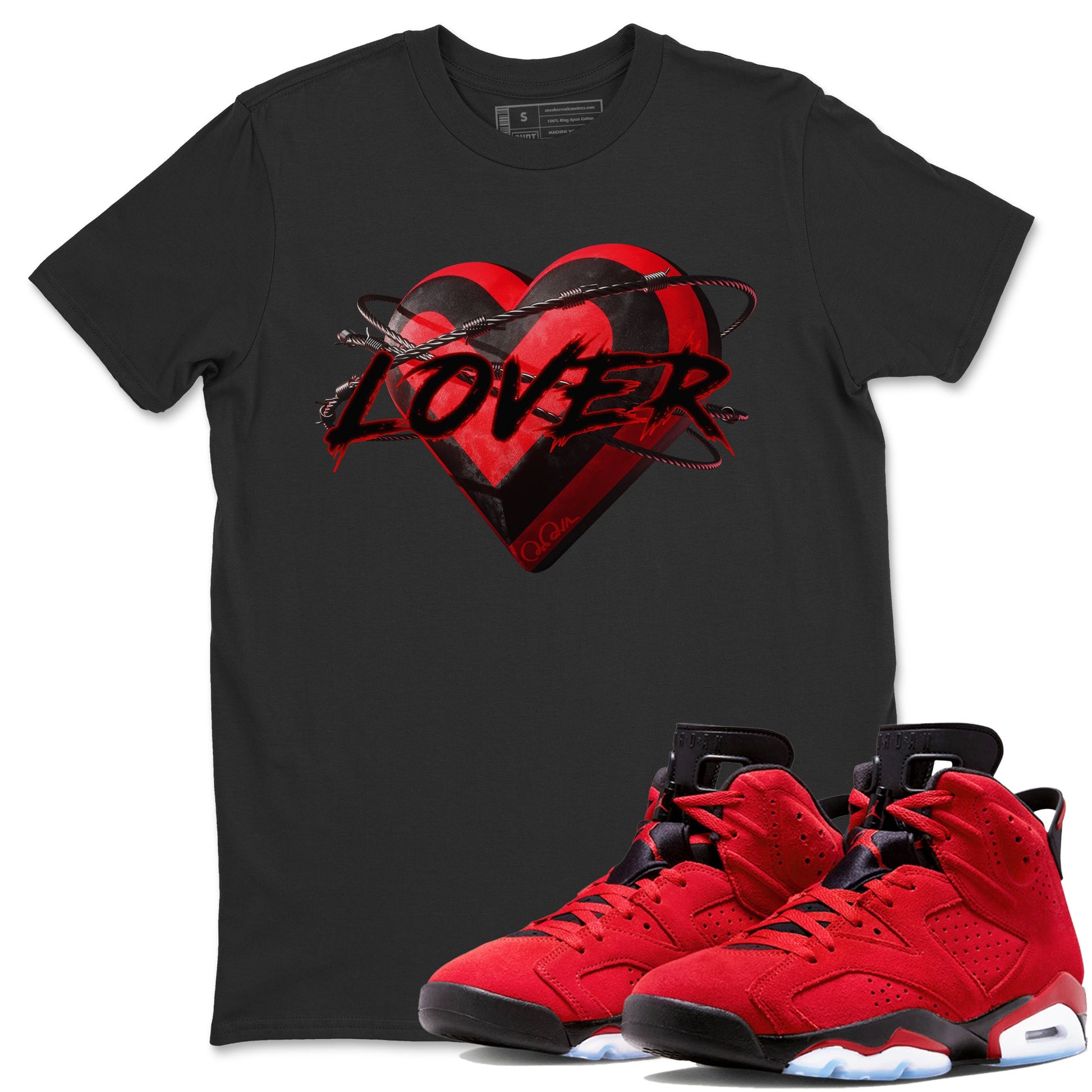 Air Jordan 6 Toro Bravo Sneaker Match Tees Heart Lover Sneaker Tees 3D Graphic Design Shirts AJ6 Toro Bravo Sneaker Release Tees Unisex Shirts Black 1