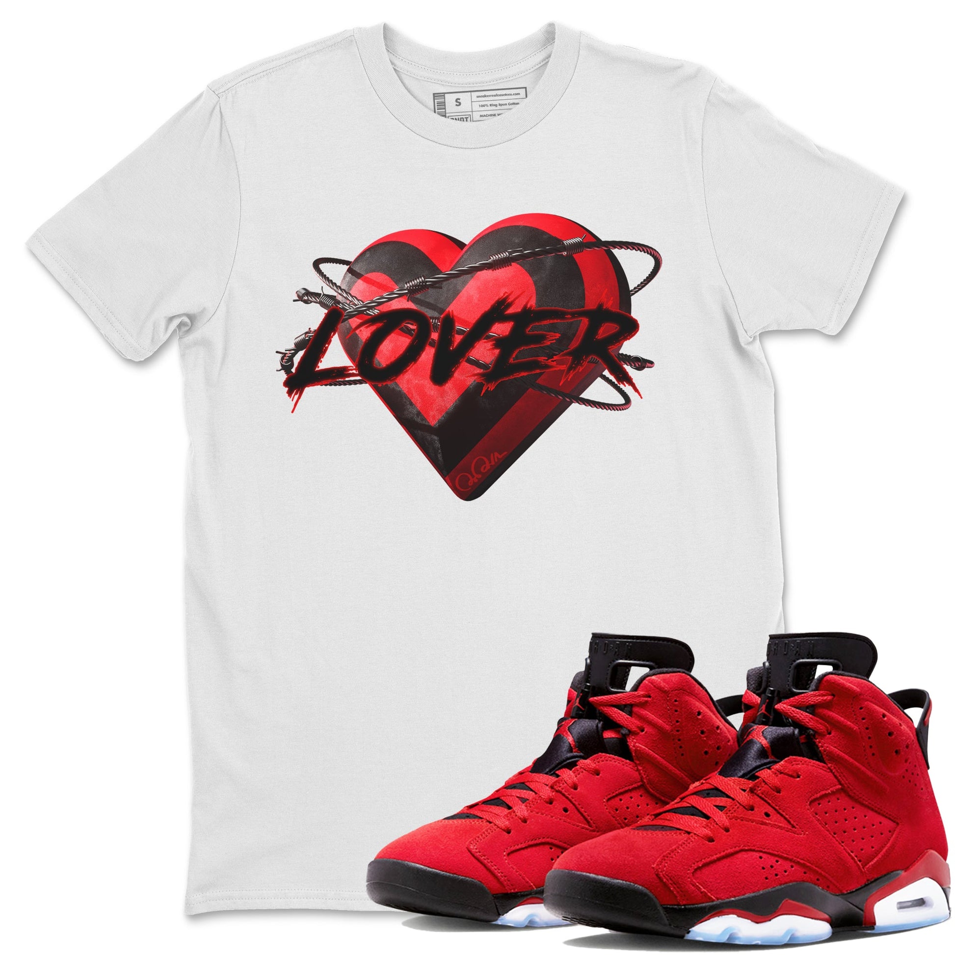 Air Jordan 6 Toro Bravo Sneaker Match Tees Heart Lover Sneaker Tees 3D Graphic Design Shirts AJ6 Toro Bravo Sneaker Release Tees Unisex Shirts White 1