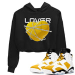 6s Yellow Ochre shirt to match jordans Heart Lover sneaker tees Air Jordan 6 Yellow Ochre SNRT Sneaker Release Tees Black 1 Crop T-Shirt