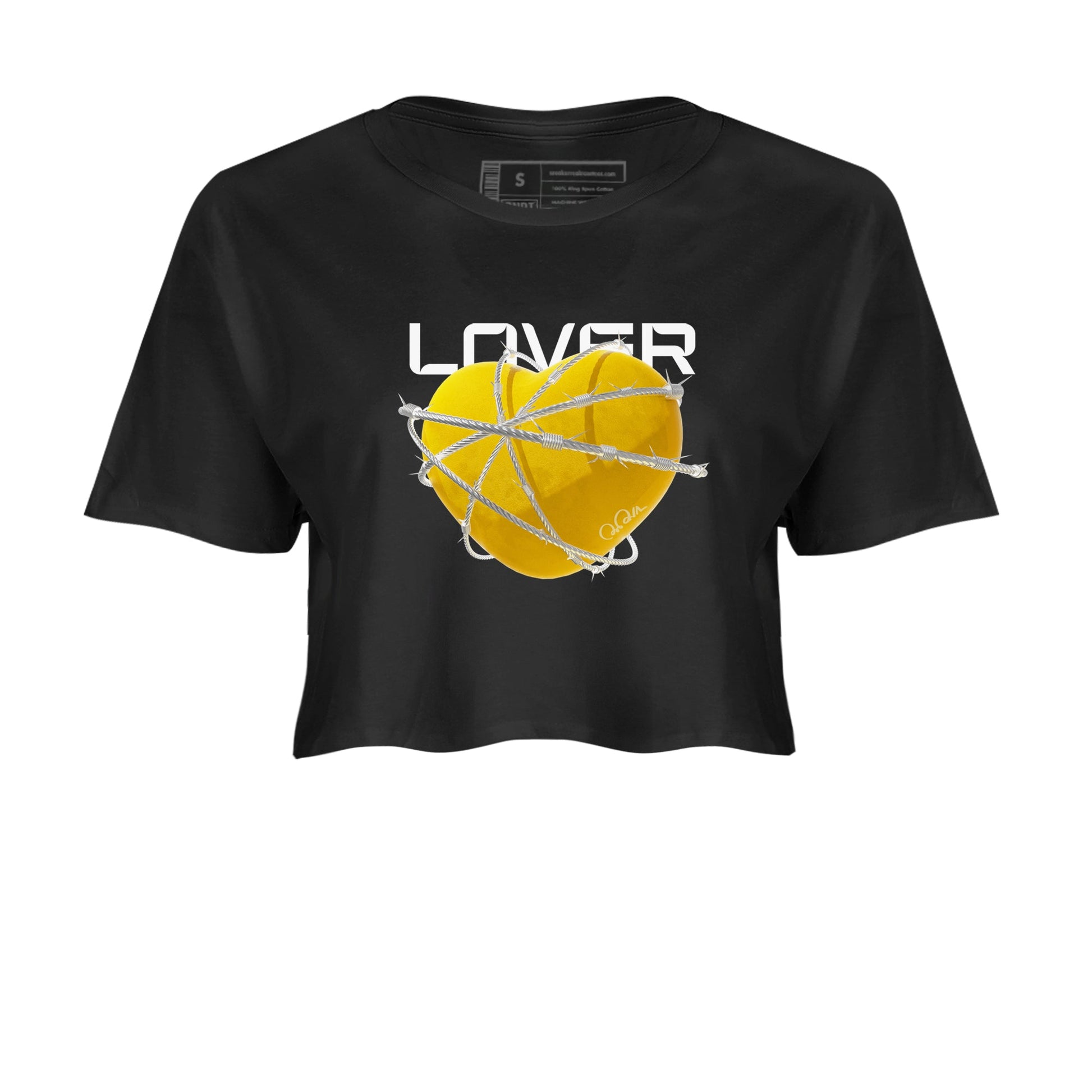 6s Yellow Ochre shirt to match jordans Heart Lover sneaker tees Air Jordan 6 Yellow Ochre SNRT Sneaker Release Tees Black 2 Crop T-Shirt