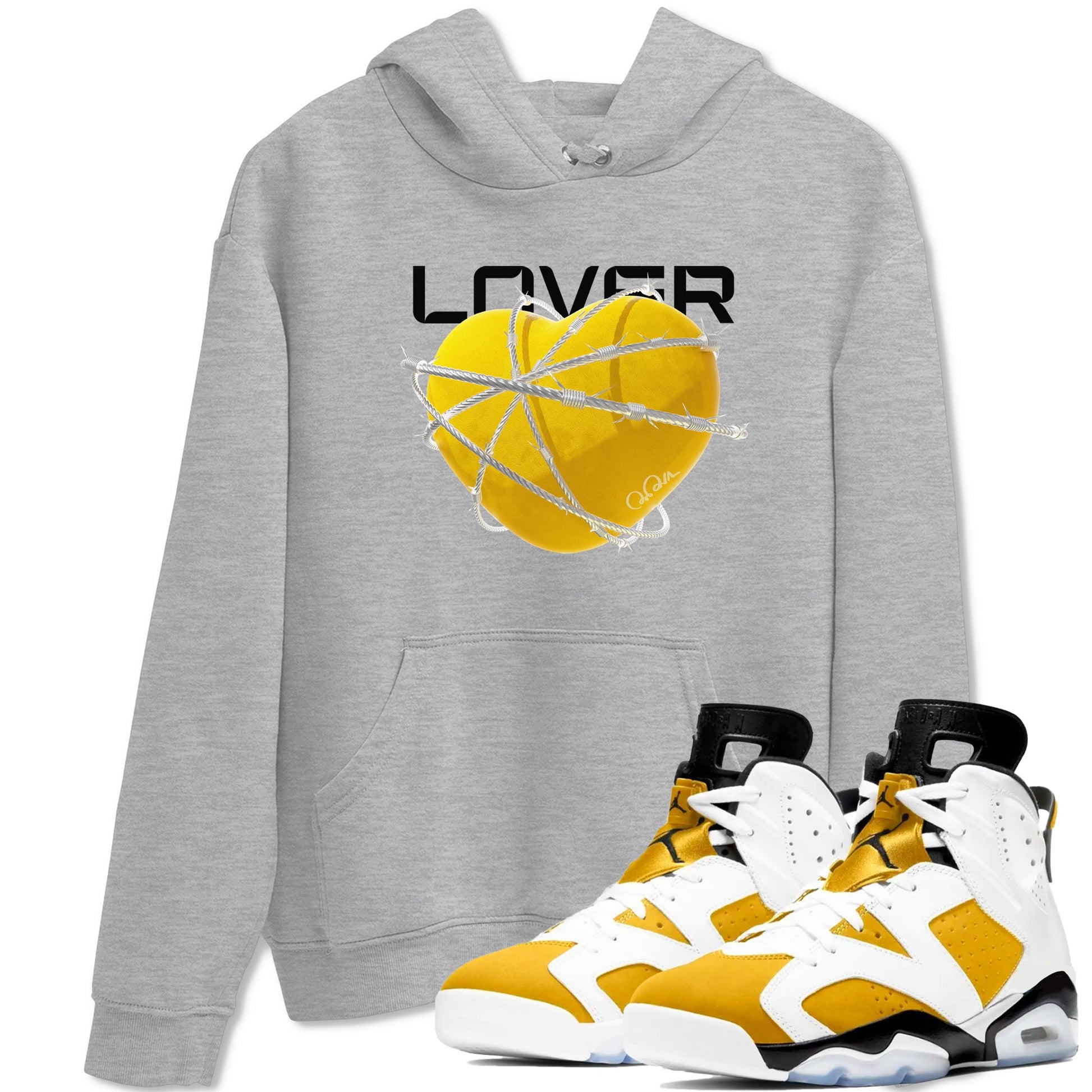 6s Yellow Ochre shirt to match jordans Heart Lover sneaker tees Air Jordan 6 Yellow Ochre SNRT Sneaker Release Tees Unisex Heather Grey 1 T-Shirt