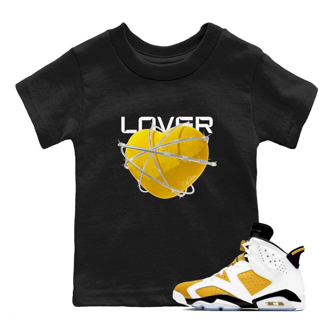 6s Yellow Ochre shirt to match jordans Heart Lover sneaker tees Air Jordan 6 Yellow Ochre SNRT Sneaker Release Tees Baby Toddler Black 1 T-Shirt