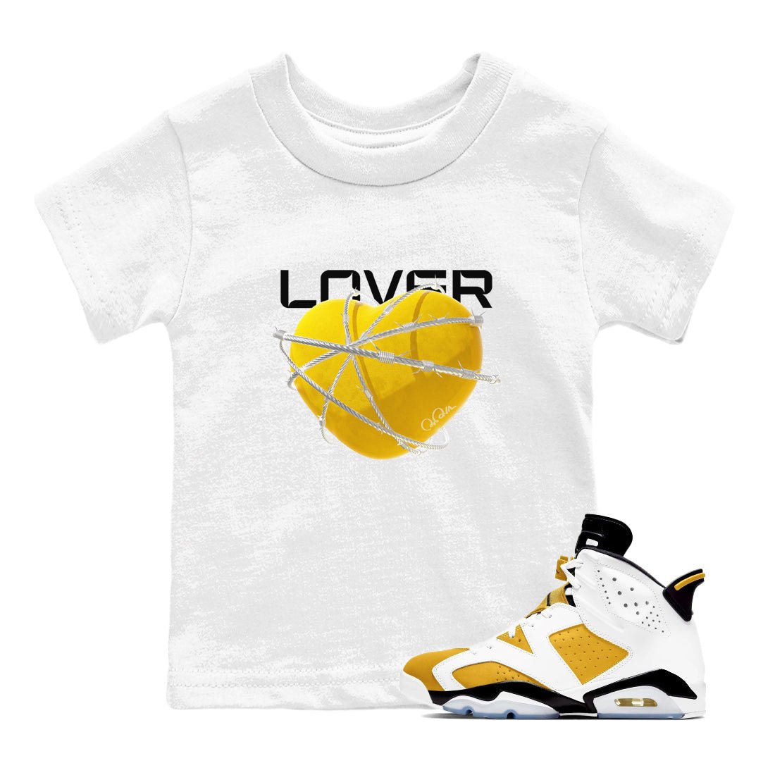 6s Yellow Ochre shirt to match jordans Heart Lover sneaker tees Air Jordan 6 Yellow Ochre SNRT Sneaker Release Tees Baby Toddler White 1 T-Shirt