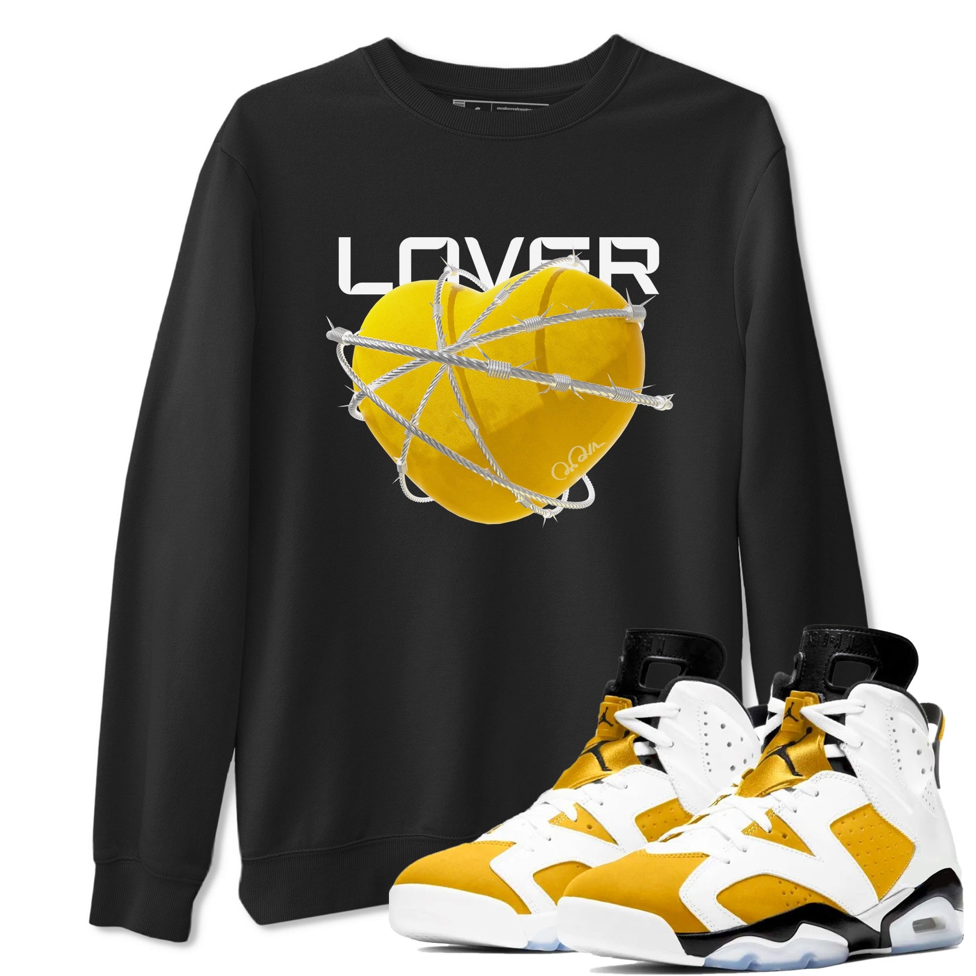 6s Yellow Ochre shirt to match jordans Heart Lover sneaker tees Air Jordan 6 Yellow Ochre SNRT Sneaker Release Tees Unisex Black 1 T-Shirt