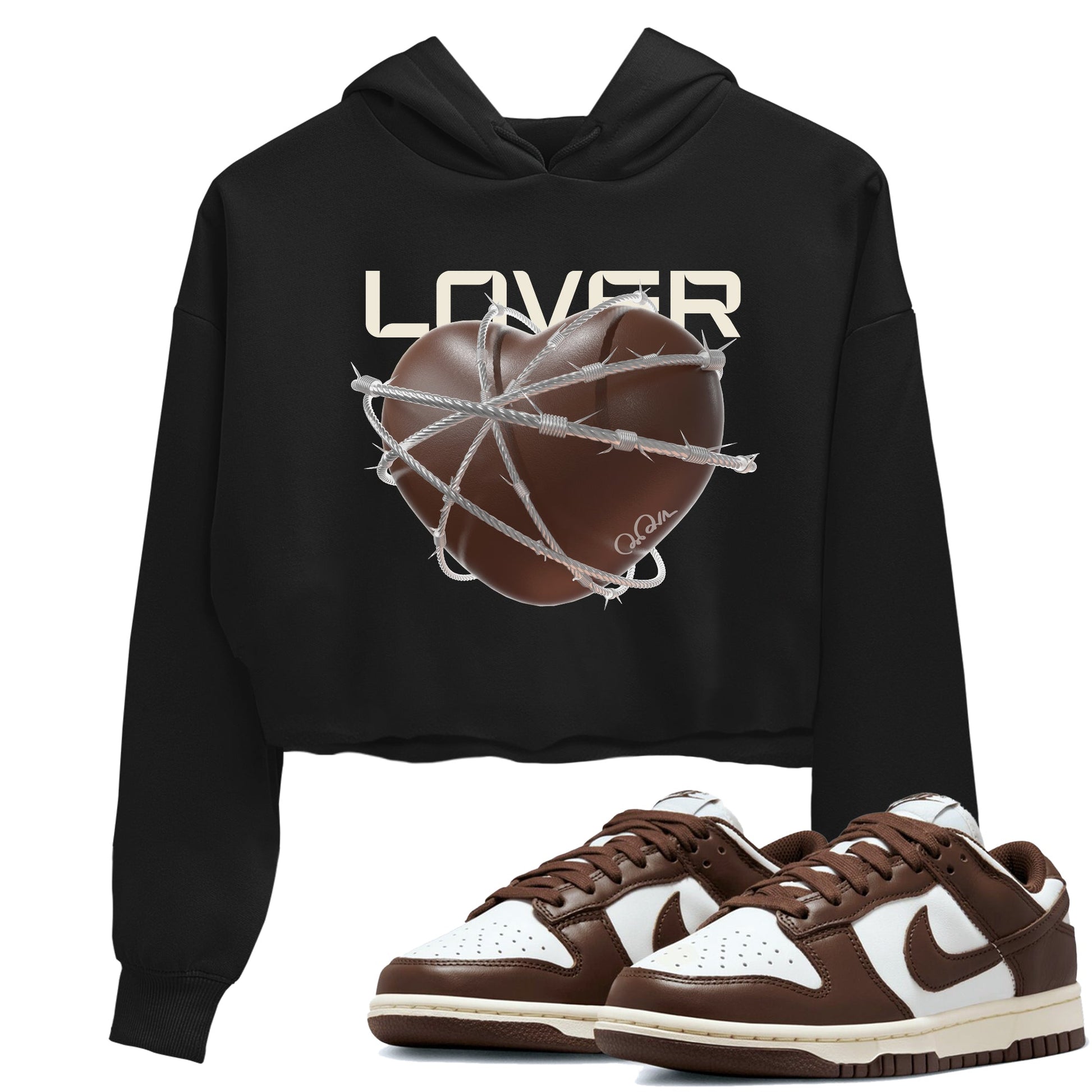 Dunk Cacao Wow shirt to match jordans Heart Lover sneaker tees Nike Dunk Cacao Wow SNRT Sneaker Release Tees Black 1 Crop T-Shirt