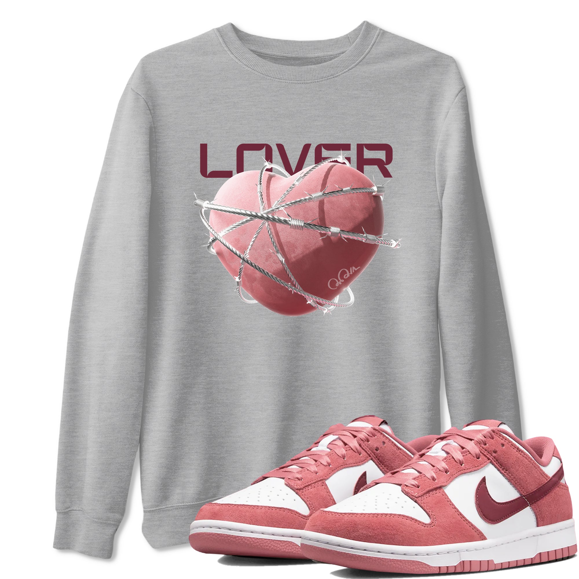 Dunk Valentines Day 2024 shirt to match jordans Heart Lover sneaker tees Dunk Valentines Day 2024 SNRT Sneaker Release Tees Unisex Heather Grey 1 T-Shirt