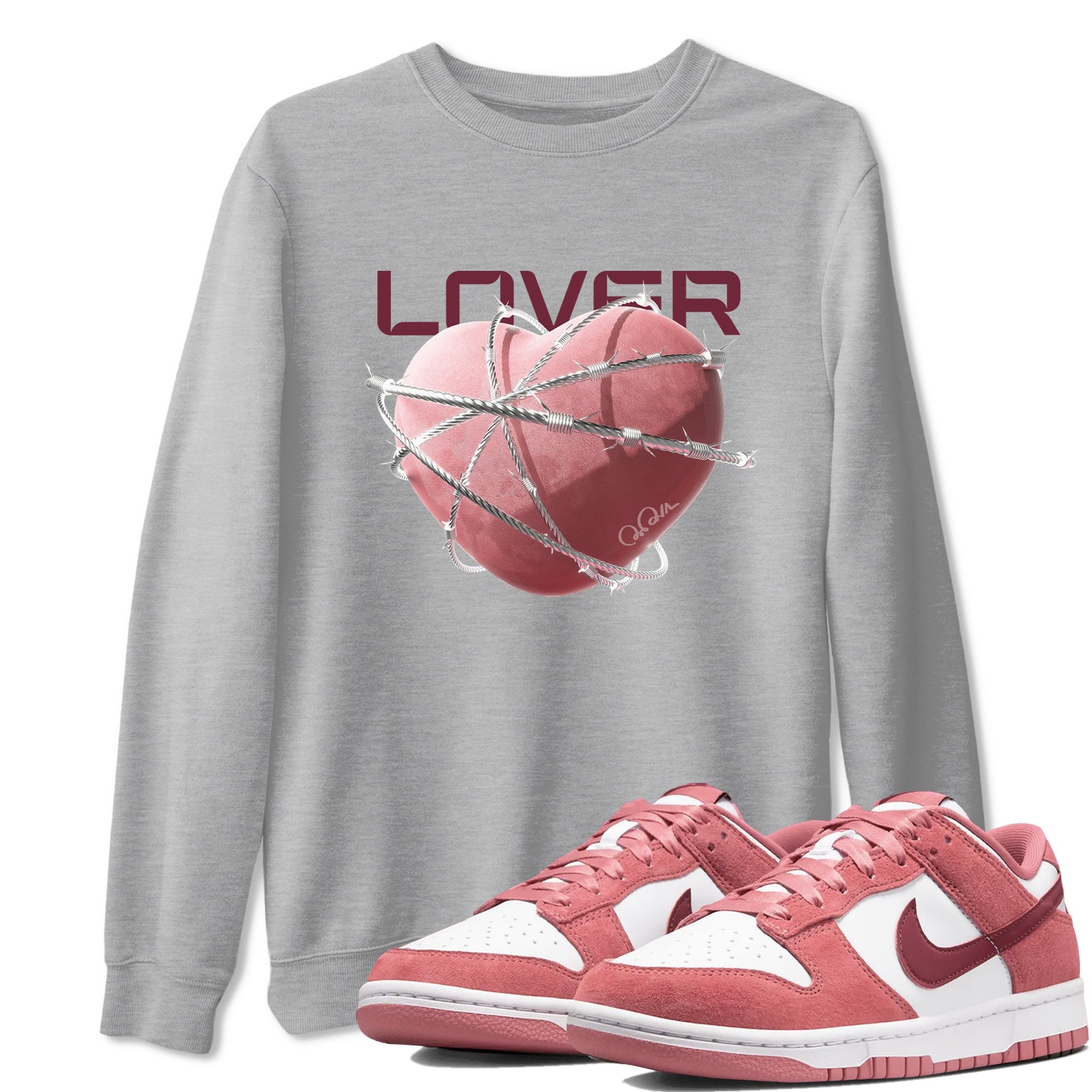 Dunk Valentines Day 2024 shirt to match jordans Heart Lover sneaker tees Dunk Valentines Day 2024 SNRT Sneaker Release Tees Unisex Heather Grey 1 T-Shirt
