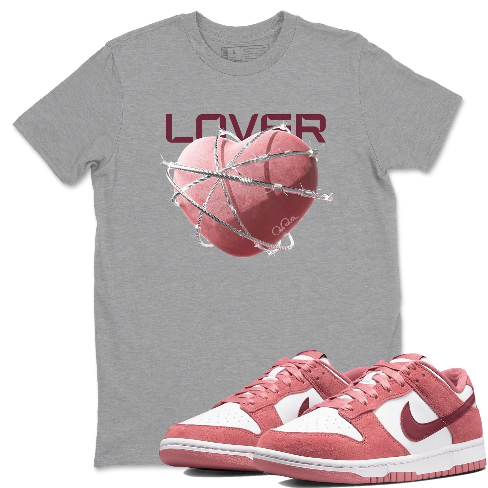 Dunk Valentines Day 2024 shirt to match jordans Heart Lover sneaker tees Dunk Valentines Day 2024 SNRT Sneaker Release Tees Unisex Heather Grey 1 T-Shirt