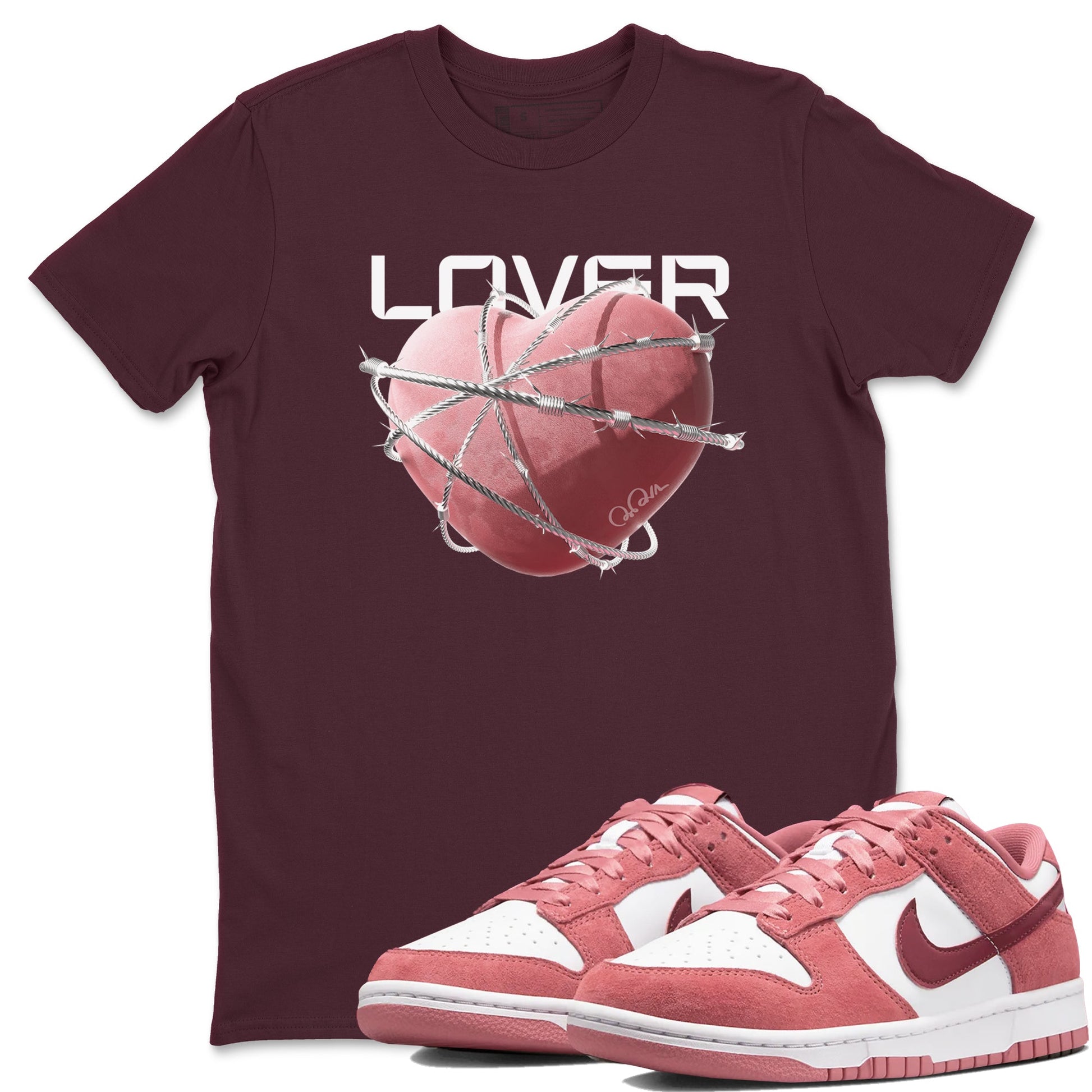 Dunk Valentines Day 2024 shirt to match jordans Heart Lover sneaker tees Dunk Valentines Day 2024 SNRT Sneaker Release Tees Unisex Maroon 1 T-Shirt