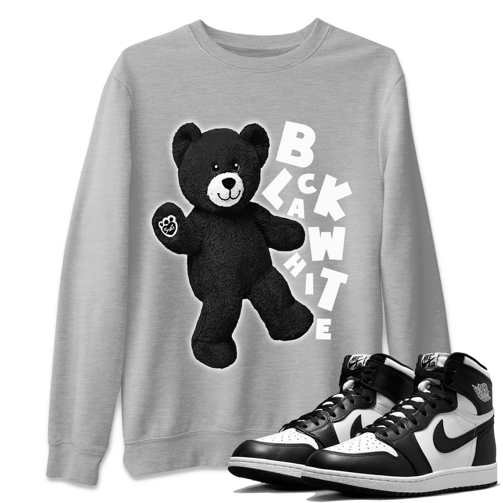 Jordan 1 Black White Sneaker Match Tees Hello Bear Sneaker Tees Jordan 1 Black White Sneaker Release Tees Unisex Shirts
