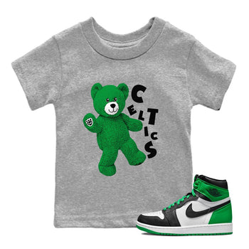 Air Jordan 1 Celtics Sneaker Match Tees Hello Bear Sneaker Tees Air Jordan 1 Lucky Green Celtics Tees Kids Shirts Heather Grey 1