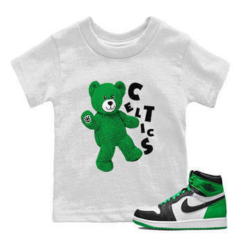 Air Jordan 1 Celtics Sneaker Match Tees Hello Bear Sneaker Tees Air Jordan 1 Lucky Green Celtics Tees Kids Shirts White 1