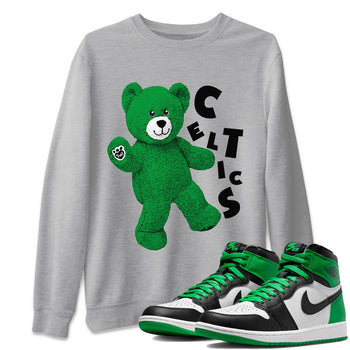Air Jordan 1 Celtics Sneaker Match Tees Hello Bear Sneaker Tees Air Jordan 1 Lucky Green Celtics Tees Unisex Shirts Heather Grey 1