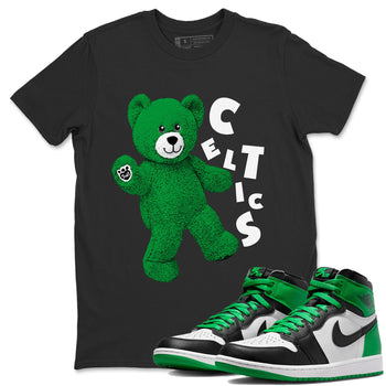 Air Jordan 1 Celtics Sneaker Match Tees Hello Bear Sneaker Tees Air Jordan 1 Lucky Green Celtics Tees Unisex Shirts Black 1