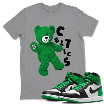 Air Jordan 1 Celtics Sneaker Match Tees Hello Bear Sneaker Tees Air Jordan 1 Lucky Green Celtics Tees Unisex Shirts Heather Grey 1