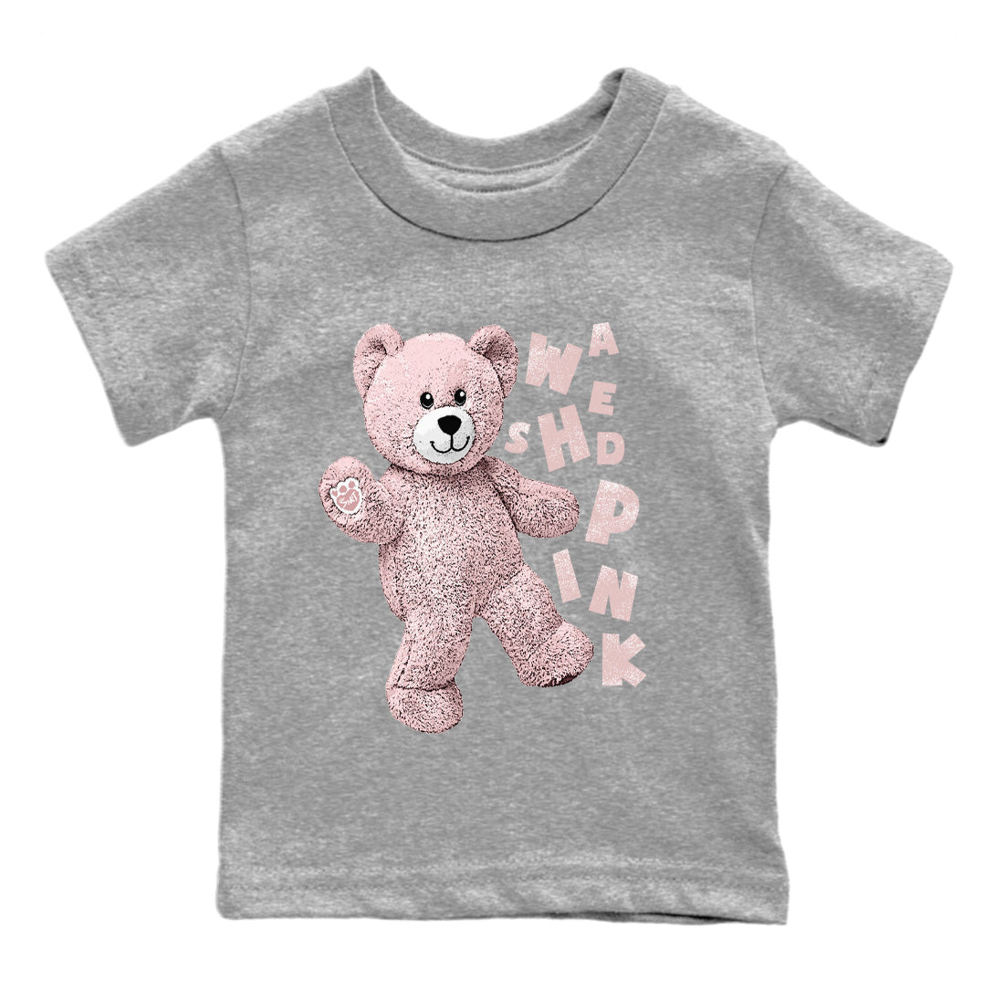 Air Jordan 1 Washed Pink Sneaker Match Tees Hello Bear Sneaker Tees Air Jordan 1 High OG WMNS Washed Pink Sneaker Release Tees Kids Shirts Heather Grey 2