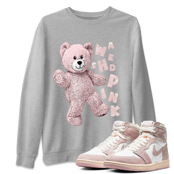 Air Jordan 1 Washed Pink Sneaker Match Tees Hello Bear Sneaker Tees Air Jordan 1 High OG WMNS Washed Pink Sneaker Release Tees Unisex Shirts Heather Grey 1