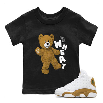 Jordan Retro 13 Wheat Sneaker Matching Tee Hello Bear Sneaker Tees Air Jordan 13 Wheat Sneaker Release Tees Kids Shirts Black 1