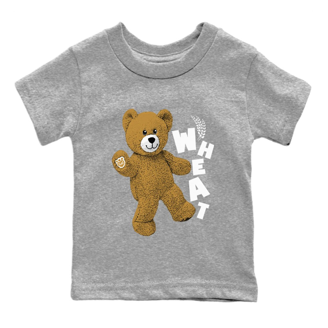 Jordan Retro 13 Wheat Sneaker Matching Tee Hello Bear Sneaker Tees Air Jordan 13 Wheat Sneaker Release Tees Kids Shirts Heather Grey 2