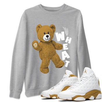 Jordan Retro 13 Wheat Sneaker Matching Tee Hello Bear Sneaker Tees Air Jordan 13 Wheat Sneaker Release Tees Unisex Shirts Heather Grey 1