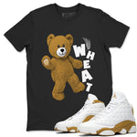 Jordan Retro 13 Wheat Sneaker Matching Tee Hello Bear Sneaker Tees Air Jordan 13 Wheat Sneaker Release Tees Unisex Shirts Black 1