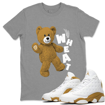 Jordan Retro 13 Wheat Sneaker Matching Tee Hello Bear Sneaker Tees Air Jordan 13 Wheat Sneaker Release Tees Unisex Shirts Heather Grey 1