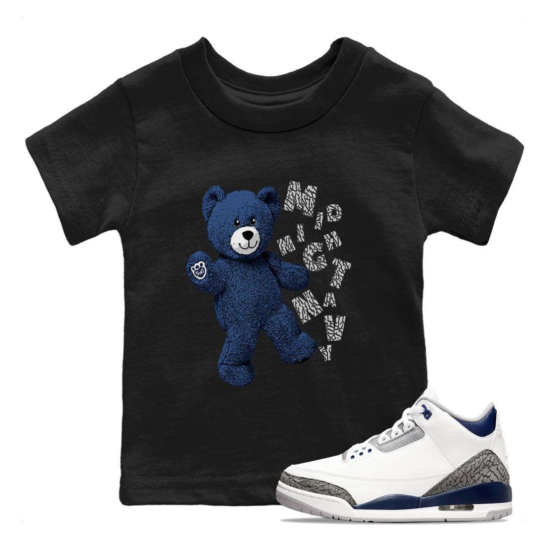 3s Midnight Navy shirt to match jordans Hello Bear sneaker match tee Air Jordan 3 Midnight Navy SNRT Sneaker Tees baby toddler Black 1 cotton Shirt
