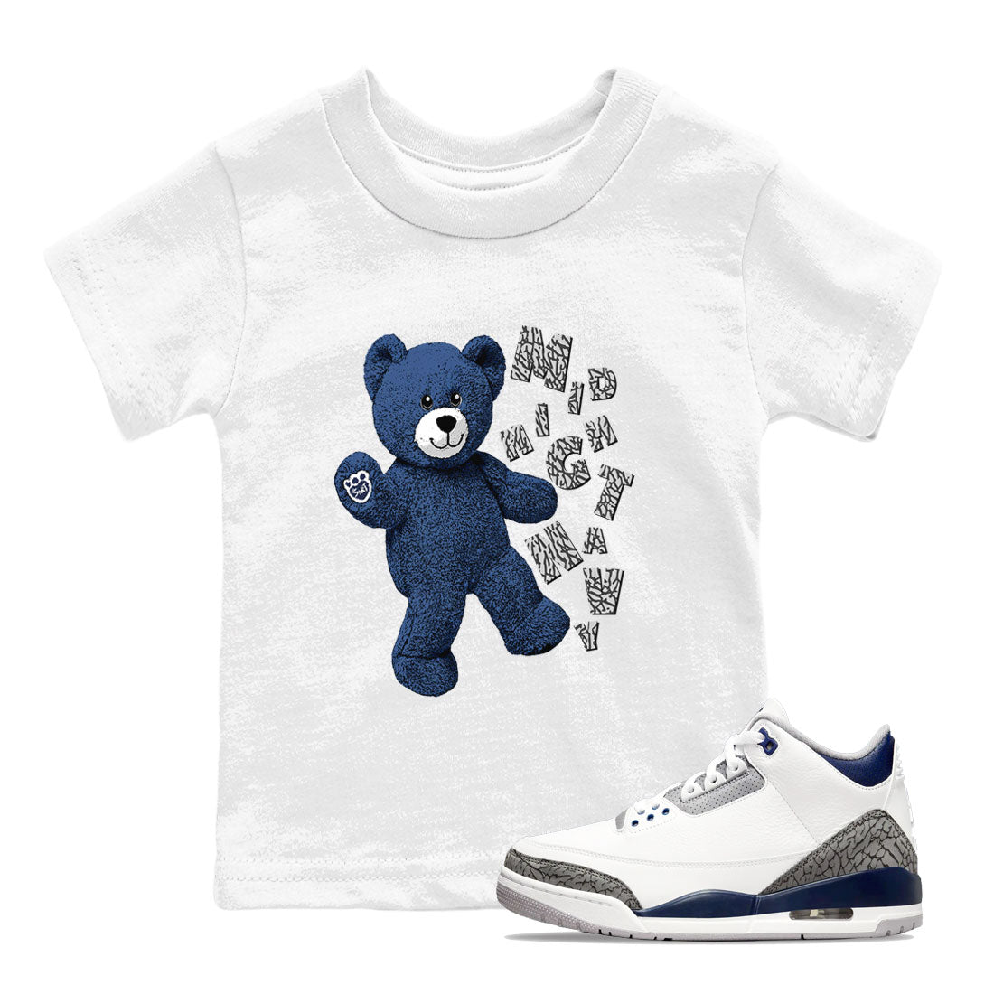 3s Midnight Navy shirt to match jordans Hello Bear sneaker match tee Air Jordan 3 Midnight Navy SNRT Sneaker Tees baby toddler White 1 cotton Shirt