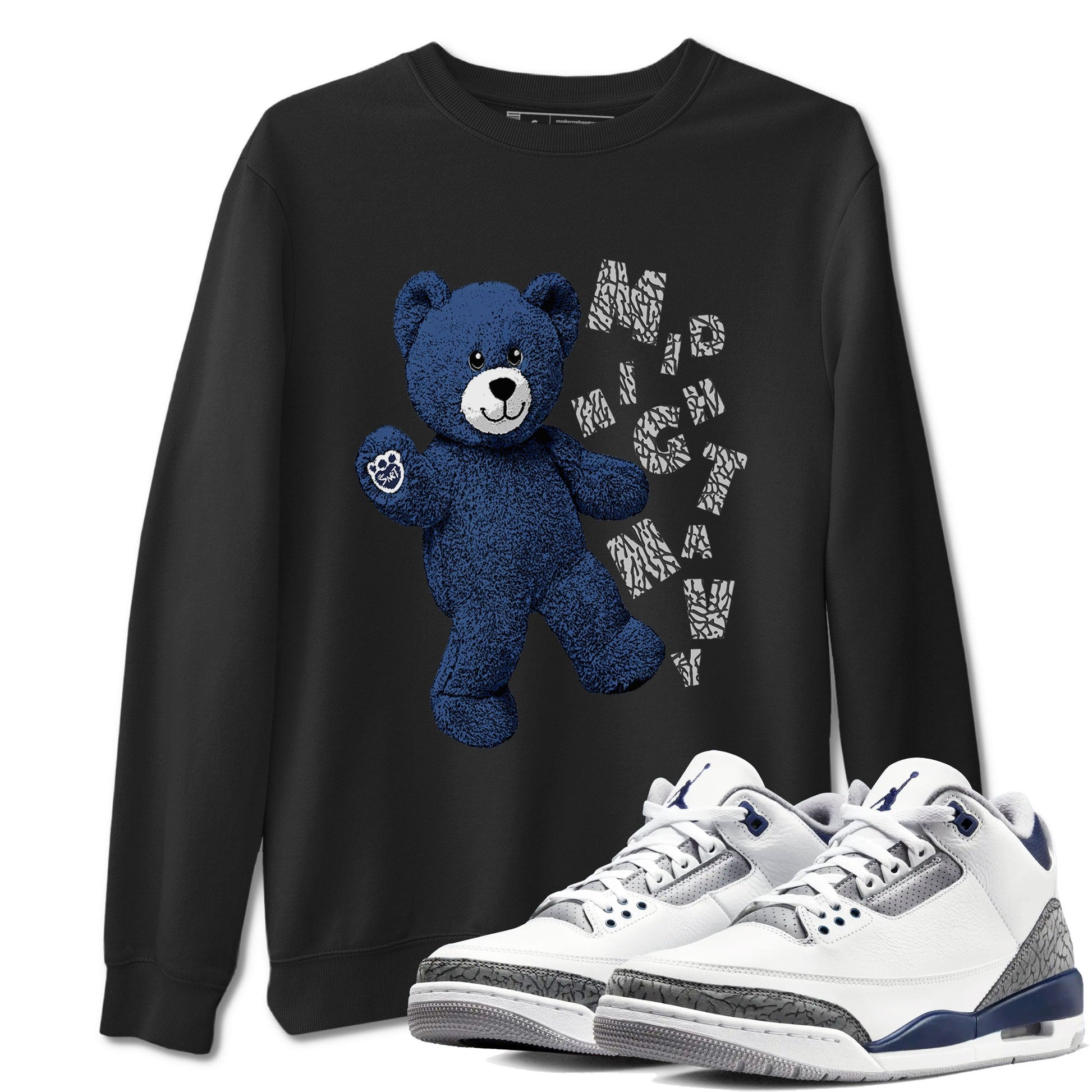 3s Midnight Navy shirt to match jordans Hello Bear sneaker match tee Air Jordan 3 Midnight Navy SNRT Sneaker Tees unisex cotton Black 1 crew neck shirt