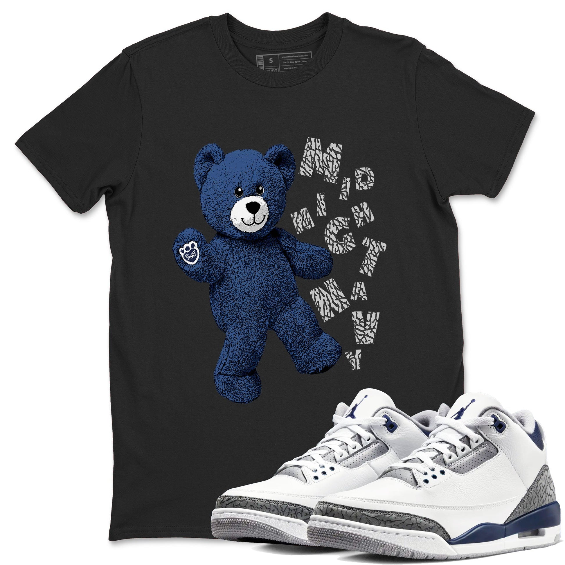 3s Midnight Navy shirt to match jordans Hello Bear sneaker match tee Air Jordan 3 Midnight Navy SNRT Sneaker Tees unisex cotton Black 1 crew neck shirt