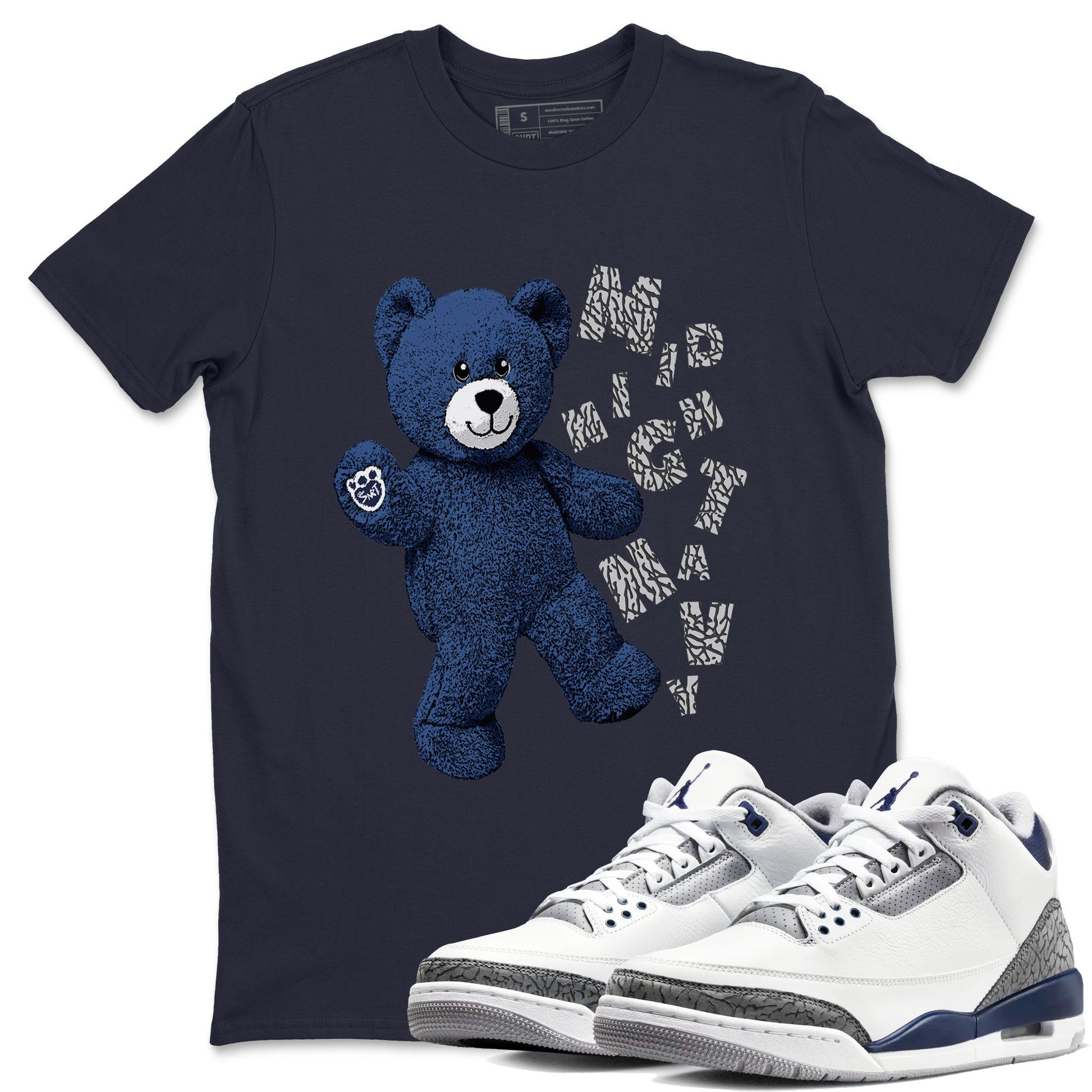 3s Midnight Navy shirt to match jordans Hello Bear sneaker match tee Air Jordan 3 Midnight Navy SNRT Sneaker Tees unisex cotton Navy 1 crew neck shirt