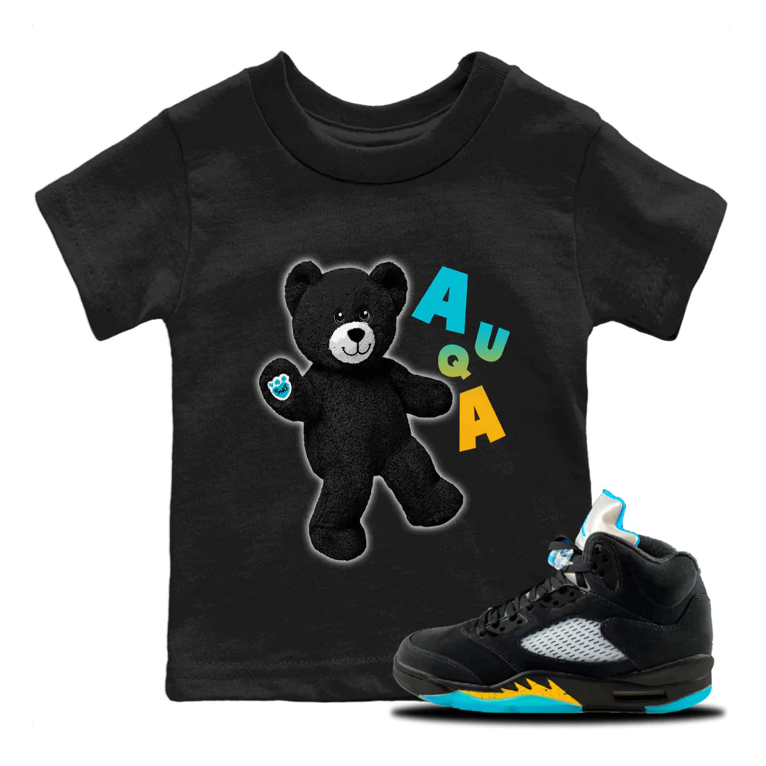 Jordan 5 Aqua Sneaker Match Tees Hello Bear Sneaker Tees Jordan 5 Aqua Sneaker Release Tees Kids Shirts