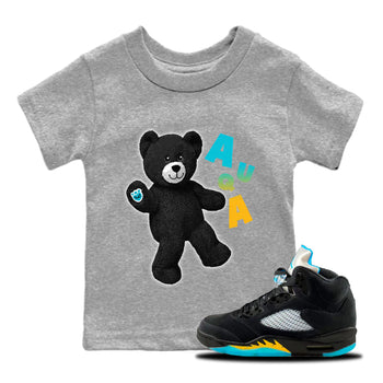 Jordan 5 Aqua Sneaker Match Tees Hello Bear Sneaker Tees Jordan 5 Aqua Sneaker Release Tees Kids Shirts