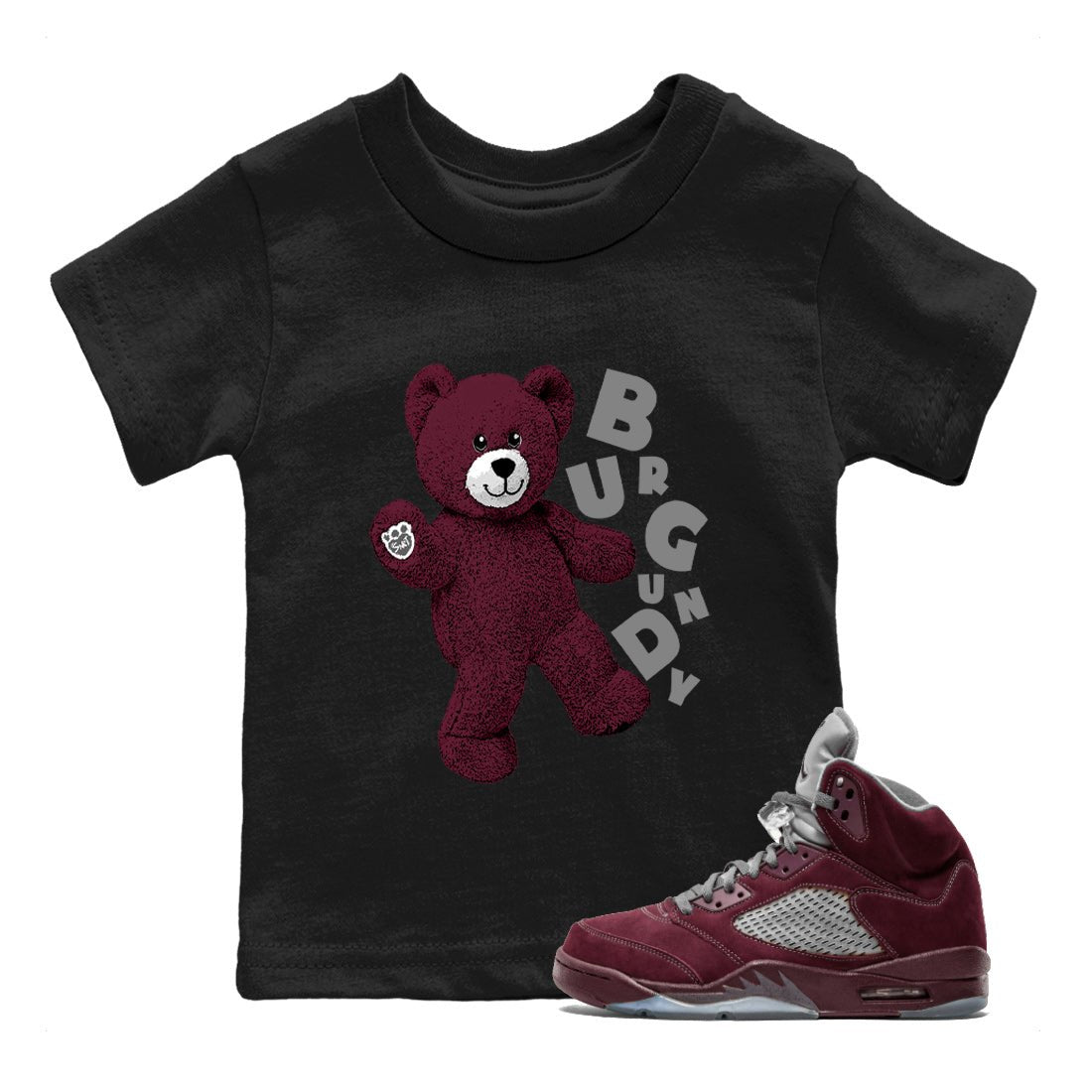 Jordan 5 Burgundy Shirts Hello Bear Sneaker Tees Air Jordan 5 Burgundy Sneaker Release Tees Kids Shirts Black 1