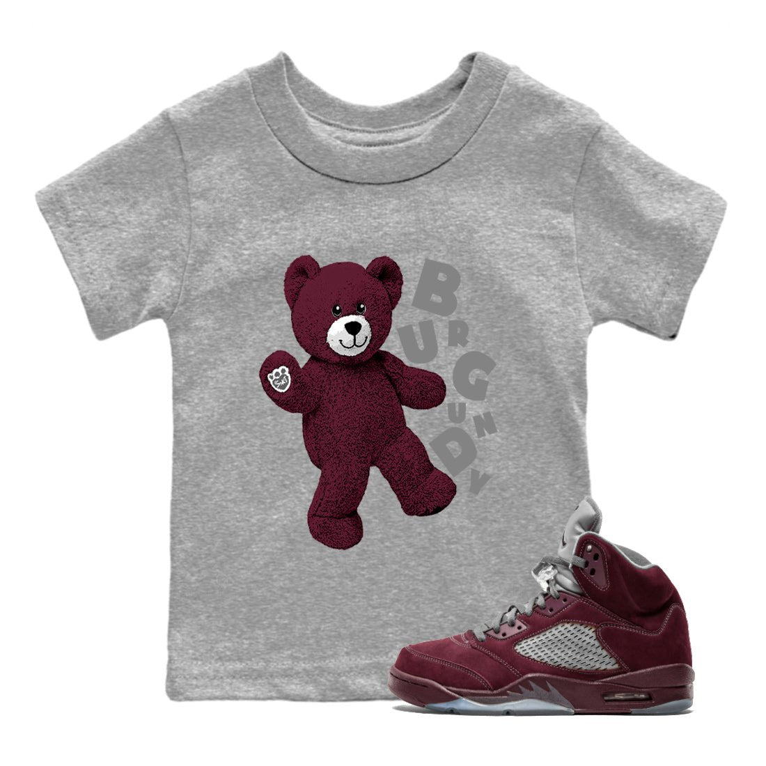 Jordan 5 Burgundy Shirts Hello Bear Sneaker Tees Air Jordan 5 Burgundy Sneaker Release Tees Kids Shirts Heather Grey 1