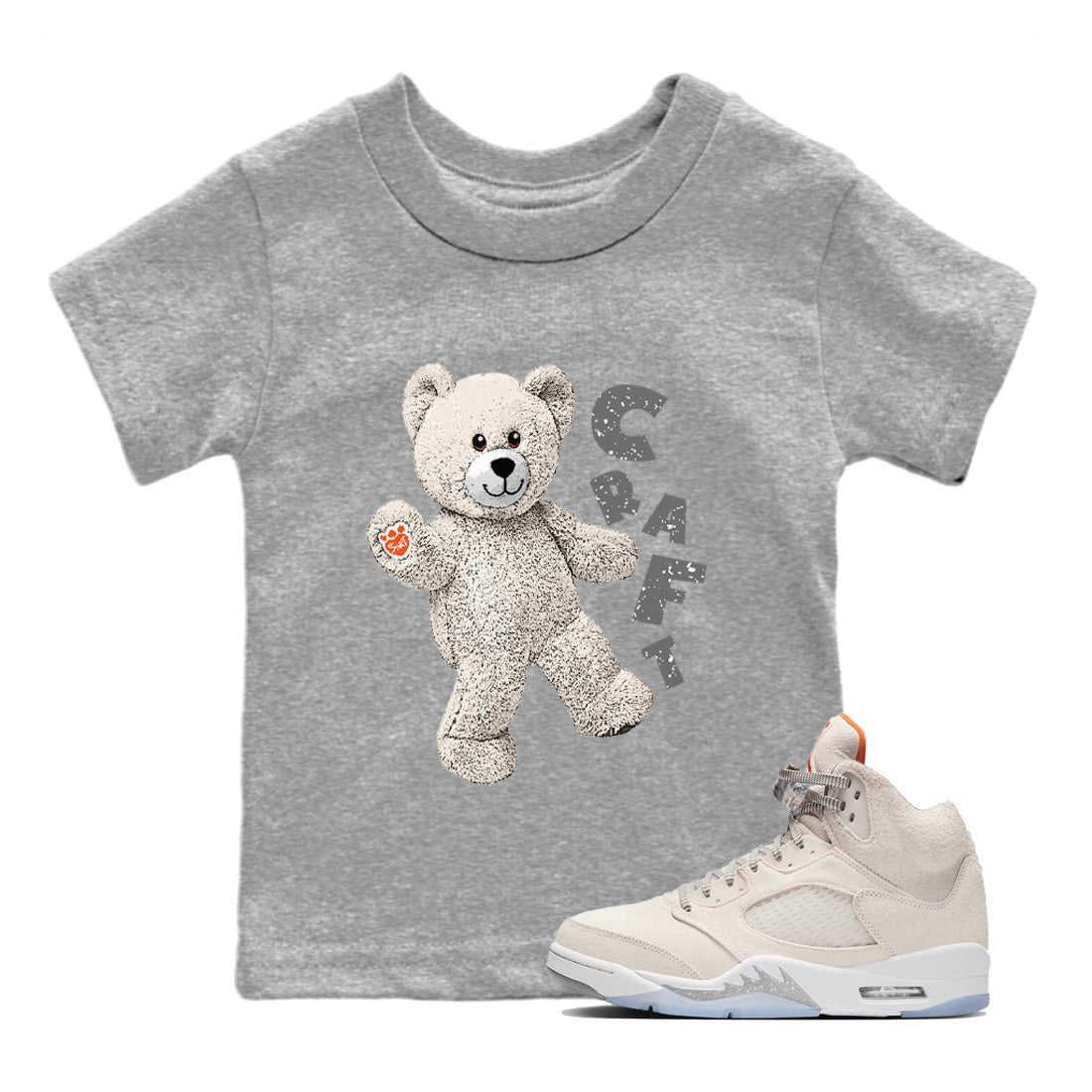 Air Jordan 5 Craft Sneaker Match Tees Hello Bear Sneaker Tees Air Jordan 5 Craft Tee Kids Shirts Heather Grey 1