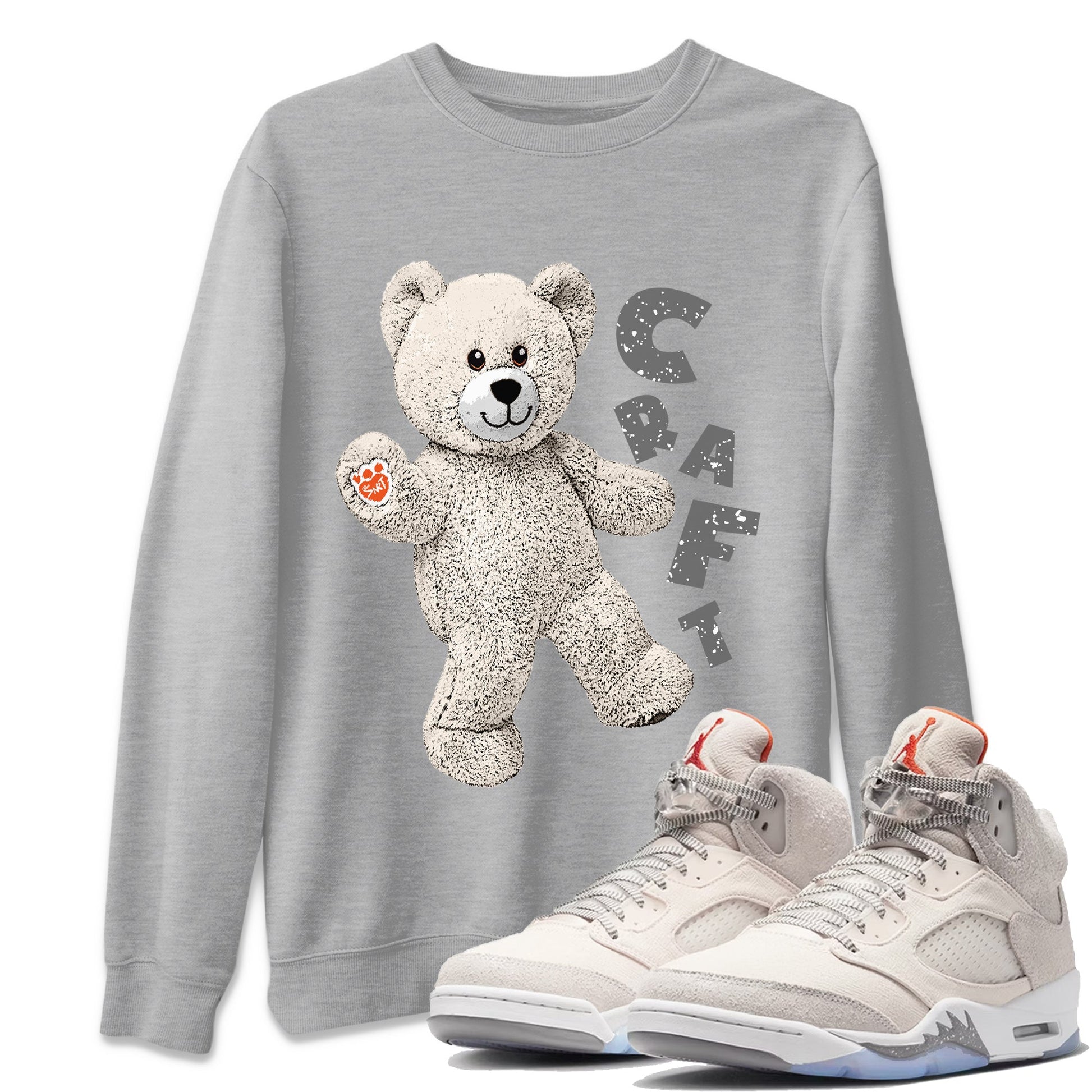 Air Jordan 5 Craft Sneaker Match Tees Hello Bear Sneaker Tees Air Jordan 5 Craft Tee Unisex Shirts Heather Grey 1